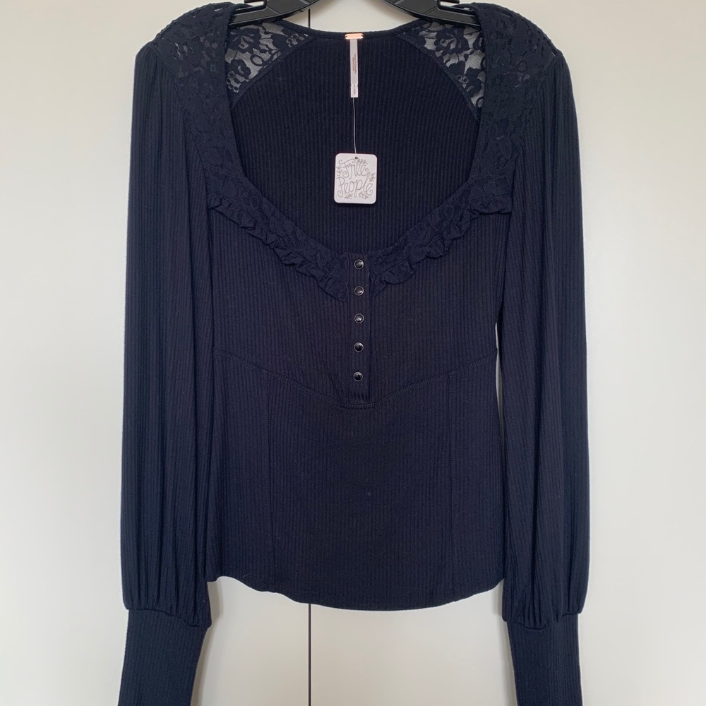 Black Lace Free People Blouse